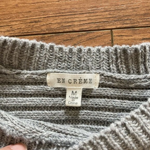 En Creme Womens Knit Pullover Sweater Wide Sleeves Gray Casual Cropped Medium - Picture 3 of 7